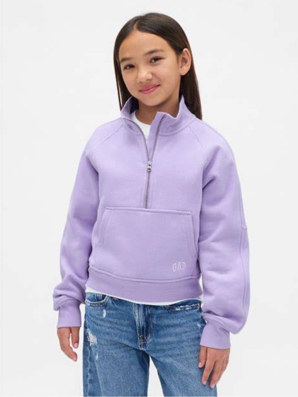 💜 GAP Kids Lavender Half-Zip Pullover Cotton Sweatshirt